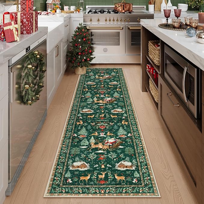 🎄Soft Christmas Rug — Santa & Tree Holiday Carpet Runner