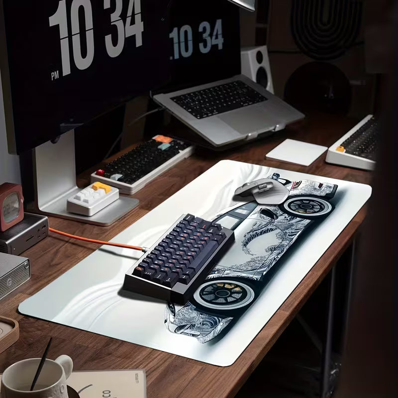 LAST DAY 50% OFF🔥White Ukiyo-e Style Sports Car Gaming Desk Mat