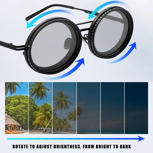 🔥Last Day 49% OFF🕶️Adjustable Tint Rounded Polarized Lenses Retro Sunglasses