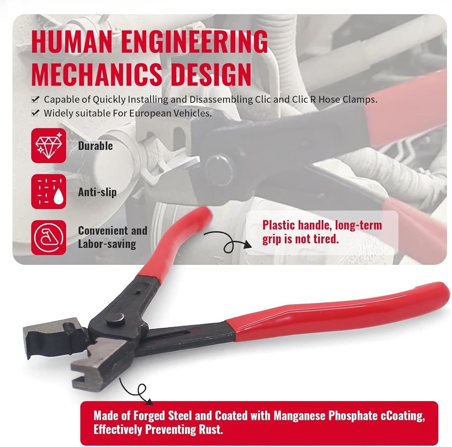 🔧 4-Piece Hose Clamp Pliers Set – Professional Automotive Repair Tools