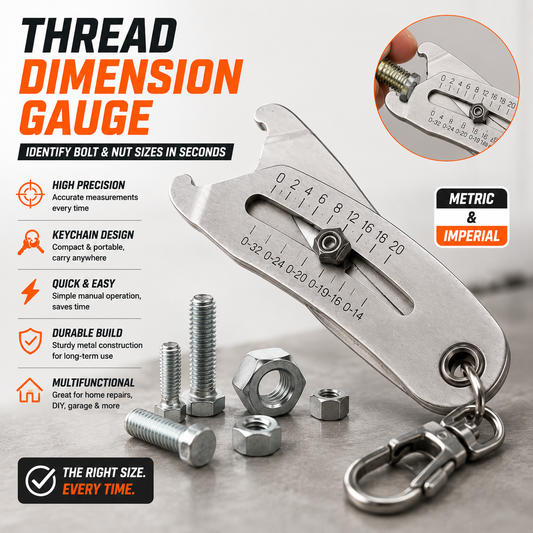 49% OFF🔥 Precision Thread Dimension Gauge Keychain for Bolt & Nut Sizing