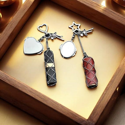 🔥LAST DAY 49% OFF💄Lipstick Holder Keychain with Mirror & Bling Charms