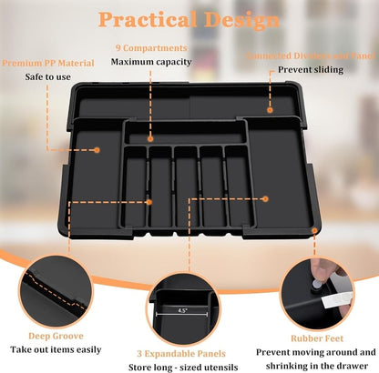 ⏰Last Day 49% OFF✨ Large Capacity Expandable Utensil Drawer Organizer