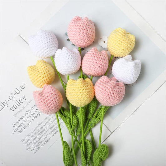 Last Day 49% OFF🌷🌷Hand-crocheted Tulip Bouquets—Symbolize Everlasting Love💖