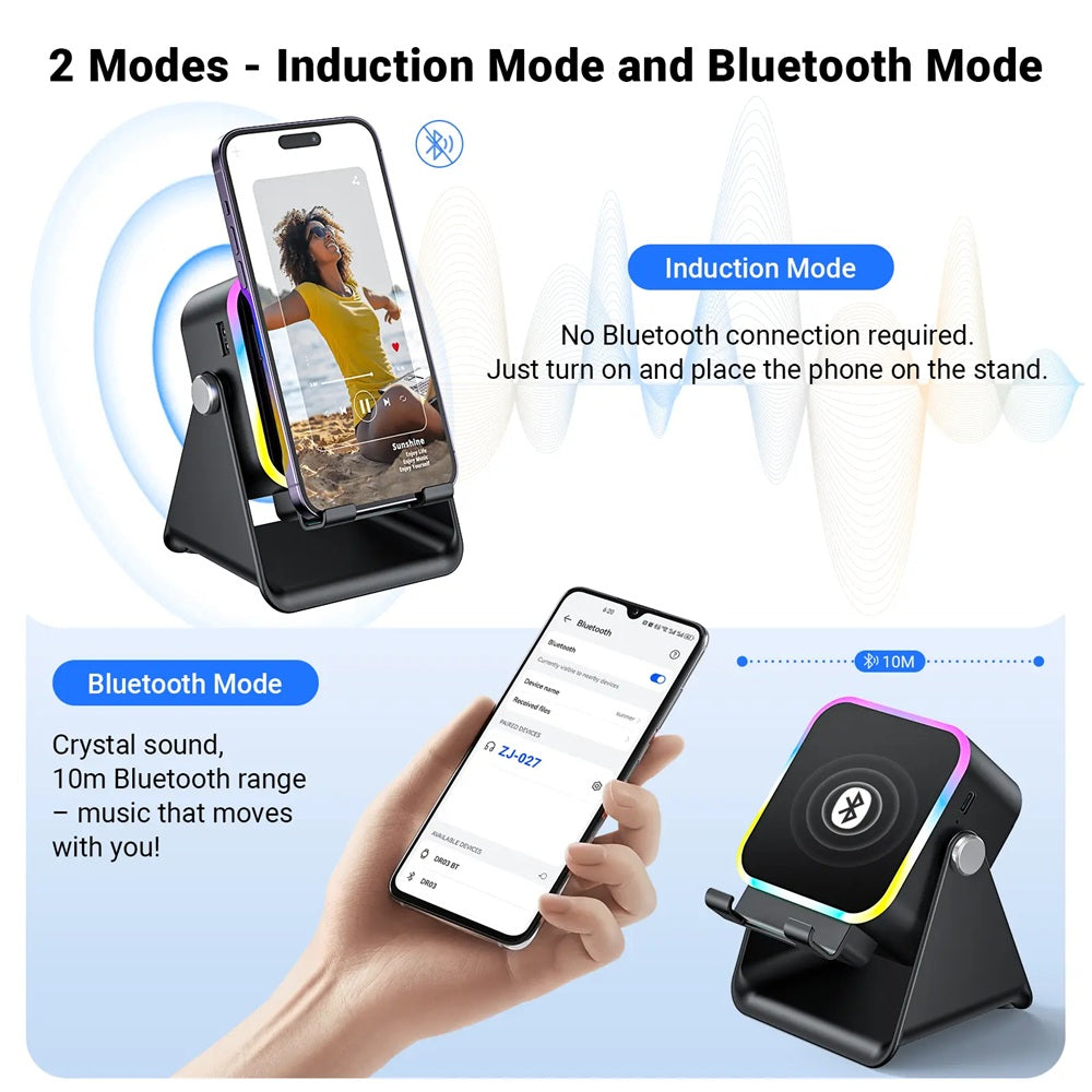 🔥 Last Day 49% OFF – Wireless Induction Bluetooth Speaker with Adjustable Phone Stand