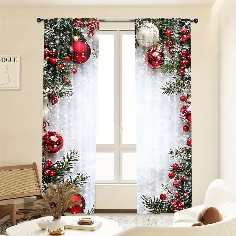 🔥Last Day 49% OFF🎄Christmas ball holiday printed curtains