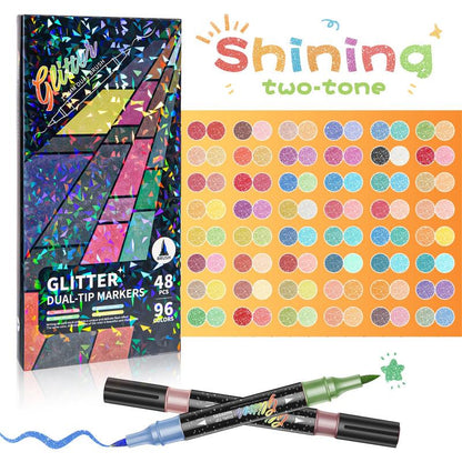 🔥Last Day Discount 49% OFF%🎨24/48/72/96 Colors Glitter Effect Brush Markers