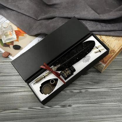 Last Day 49% OFF 🔥Handcrafted Goose Quill Calligraphy Pen Set with Vintage Display Stand