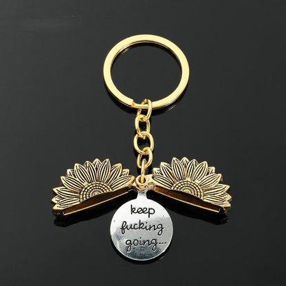 🌻 Sunflower Keychain Inspirational Gifts - “Keep Fcking Going”