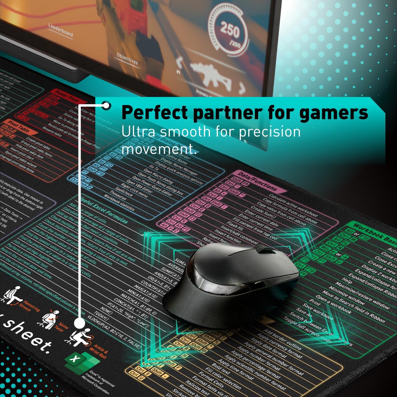 💖Last Day 49% OFF - Boost Your Productivity! Excel Cheat Sheet Desk Mat