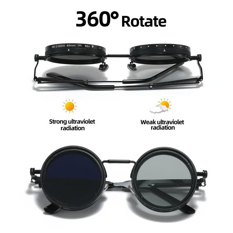 🔥Last Day 49% OFF🕶️Adjustable Tint Rounded Polarized Lenses Retro Sunglasses
