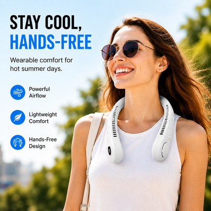 ❄️ Cool Breeze Bladeless Neck Fan | Hands-Free Cooling for Hot Summer Days