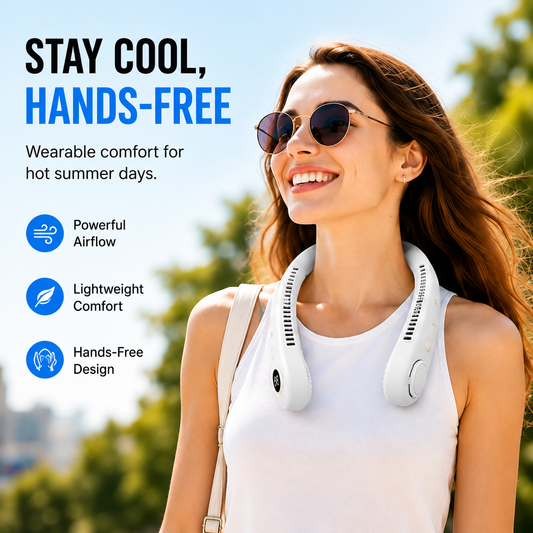 ❄️ Cool Breeze Bladeless Neck Fan | Hands-Free Cooling for Hot Summer Days