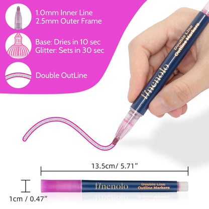 Last Day 49% OFF🔥Outline Shimmer Marker Set – Double-Line Glitter Pens🎨