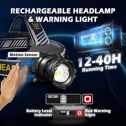 Last Day 49% OFF🔥🔥Super Bright Rechargeable LED Headlamp