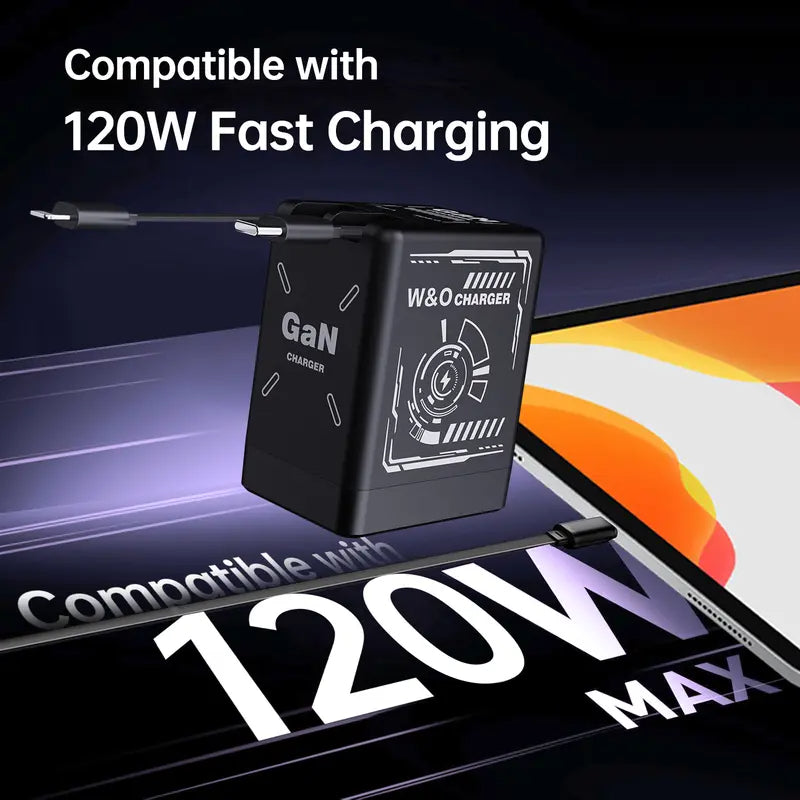 Last Day 49% OFF🔥2-in-1 GaN Compatible with 120W Fast Charger