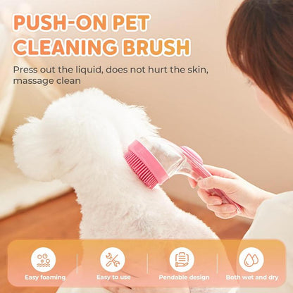Last Day 49% OFF🔥2 in 1 Dog Bath Brush with Built-in Shampoo Dispenser 🐱