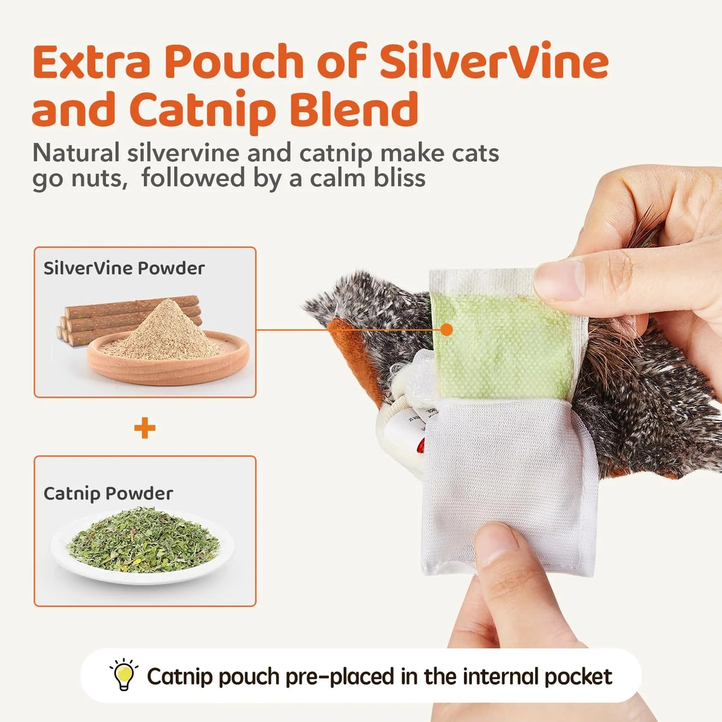 🐦Flapping Bird Cat Toy — Rechargeable, Chirping & Touch — Activated