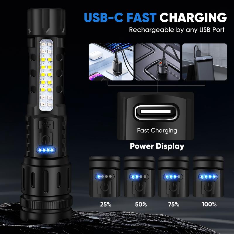 LED Rechargeable Tactical Laser Flashlight High Lumens🔦