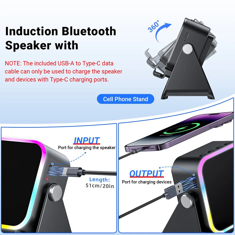🔥 Last Day 49% OFF – Wireless Induction Bluetooth Speaker with Adjustable Phone Stand