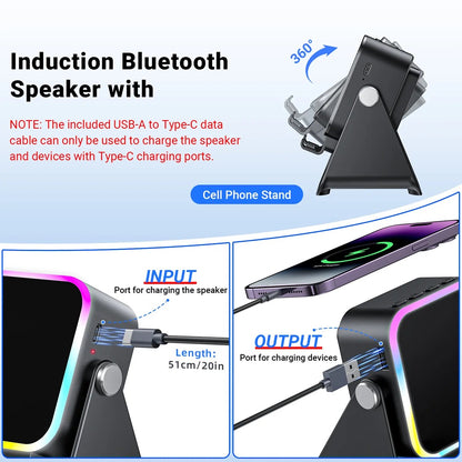 🔥 Last Day 49% OFF – Wireless Induction Bluetooth Speaker with Adjustable Phone Stand