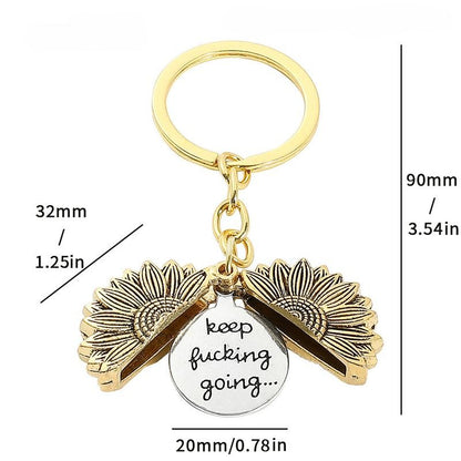 🌻 Sunflower Keychain Inspirational Gifts - “Keep Fcking Going”