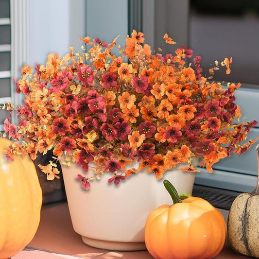 Artificial Outdoor Sunset Mums Flowers - UV resistant, Waterproof, Windproof