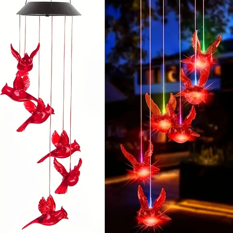 Last Day 49% OFF🐦Solar Cardinal Bird Bell Lights, Outdoor Garden Decor