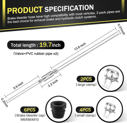 Brake Bleeder Hose - One Way Check Valve Tube Bleeding Tool Kit For Hydraulic System Bleeding