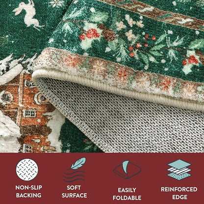 🎄Soft Christmas Rug — Santa & Tree Holiday Carpet Runner