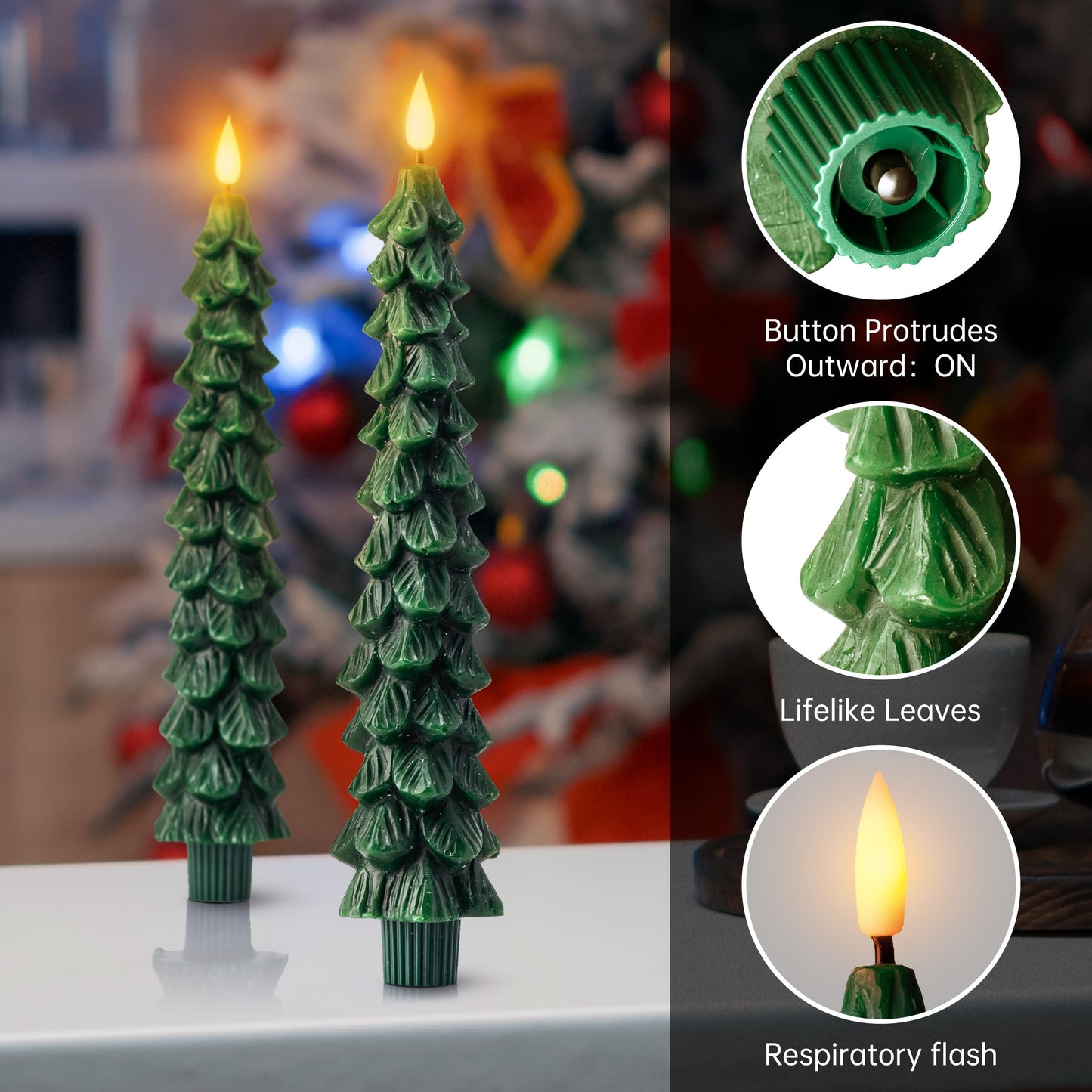 Christmas Tree LED Candles – Real Wax, Flickering Flame, Safe & Cozy Holiday Décor