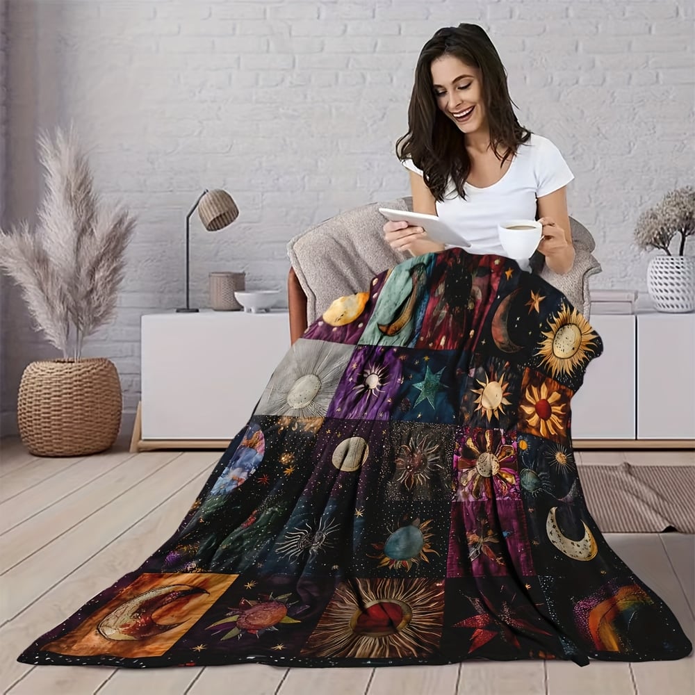 Last Day 49% OFF 🔥Bohemian Sun and Moon Flannel Blanket