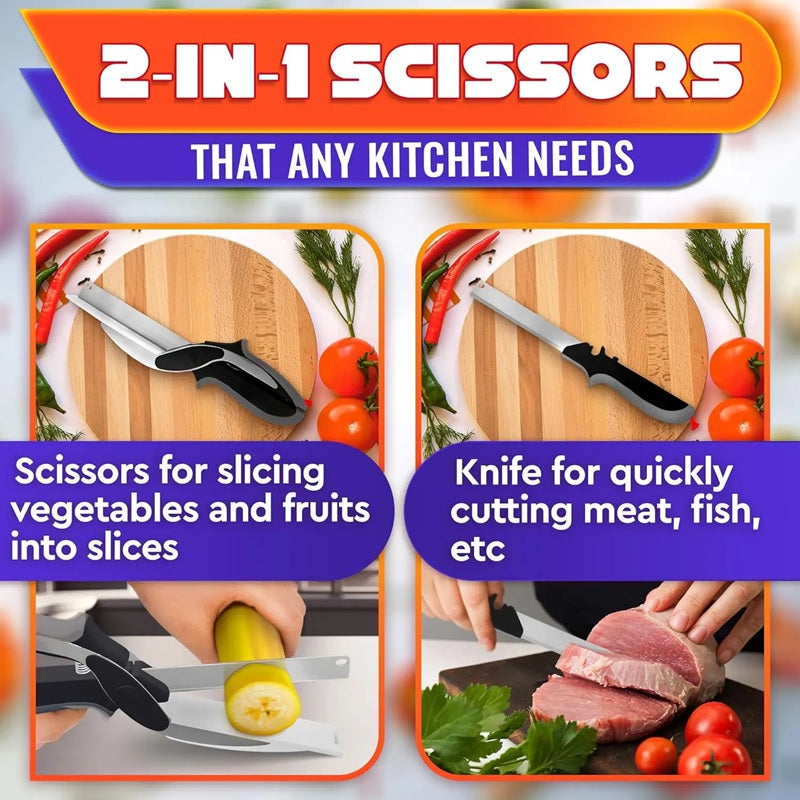 Last Day 49% OFF🔥Multifunctional Vegetable Scissors | 2-in-1 Cutting Board Scissors