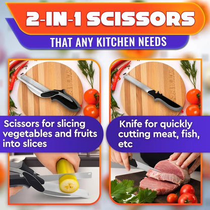 Last Day 49% OFF🔥Multifunctional Vegetable Scissors | 2-in-1 Cutting Board Scissors