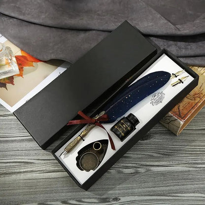 Last Day 49% OFF 🔥Handcrafted Goose Quill Calligraphy Pen Set with Vintage Display Stand