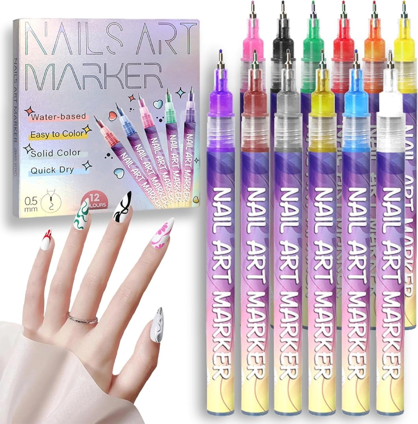 🔥Last Day 49% OFF 🎨DIY Nail Art Pens for Kids – Safe, Odorless & Mess-Free Fun! 💅（12 Colors)