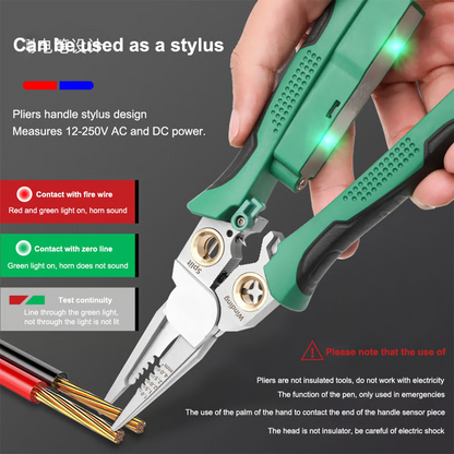 8 in 1 Wire Stripper Twister for Cutting and Pulling Wires Cable Scissors, Voltage Tester Pliers
