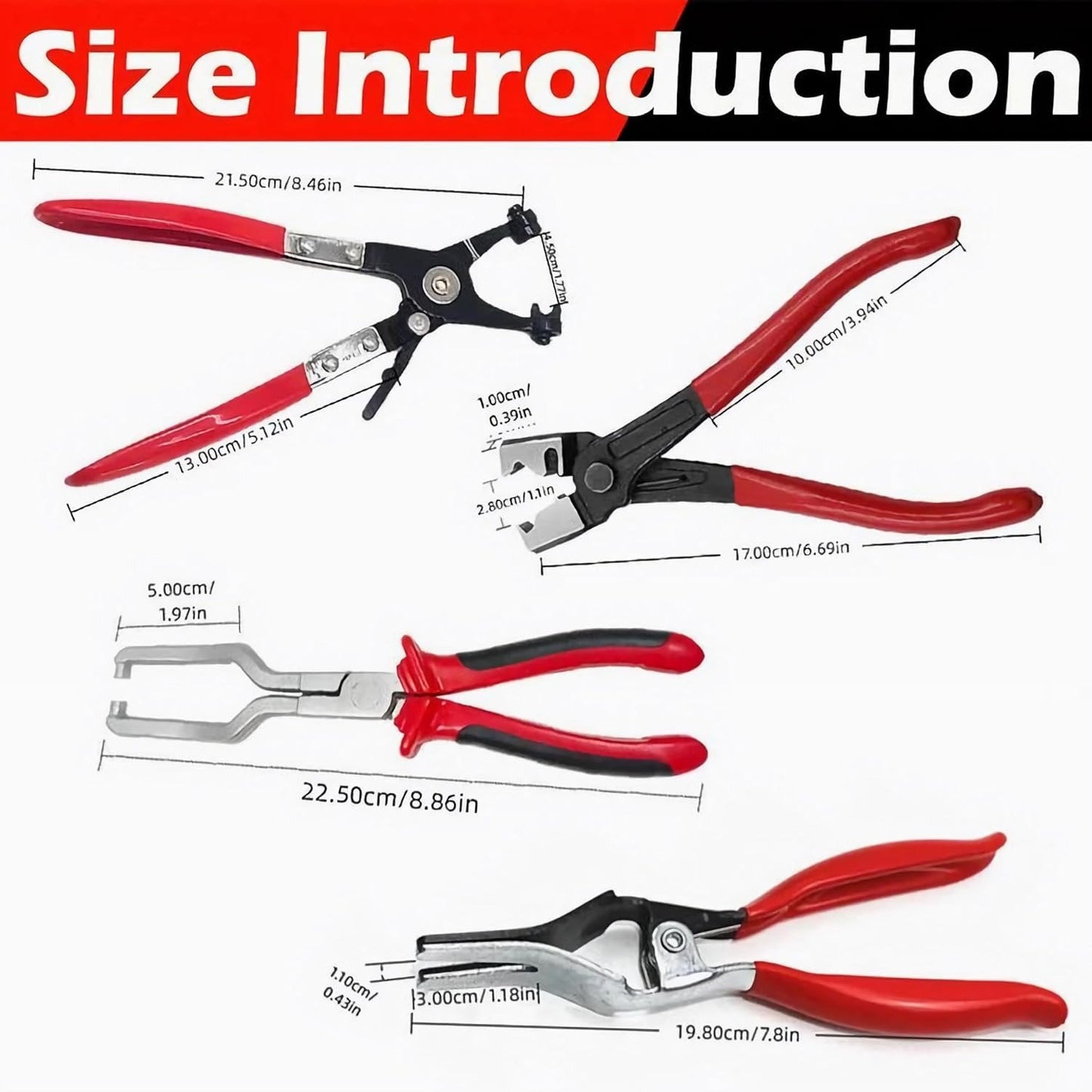 🔧 4-Piece Hose Clamp Pliers Set – Professional Automotive Repair Tools