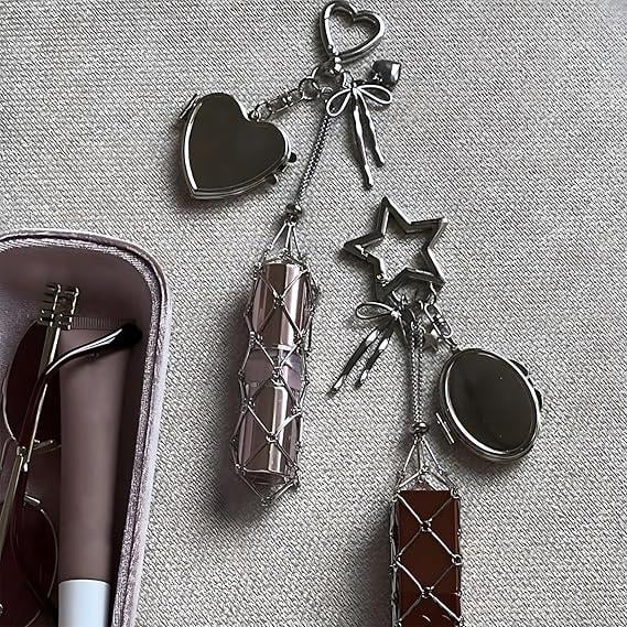 🔥LAST DAY 49% OFF💄Lipstick Holder Keychain with Mirror & Bling Charms