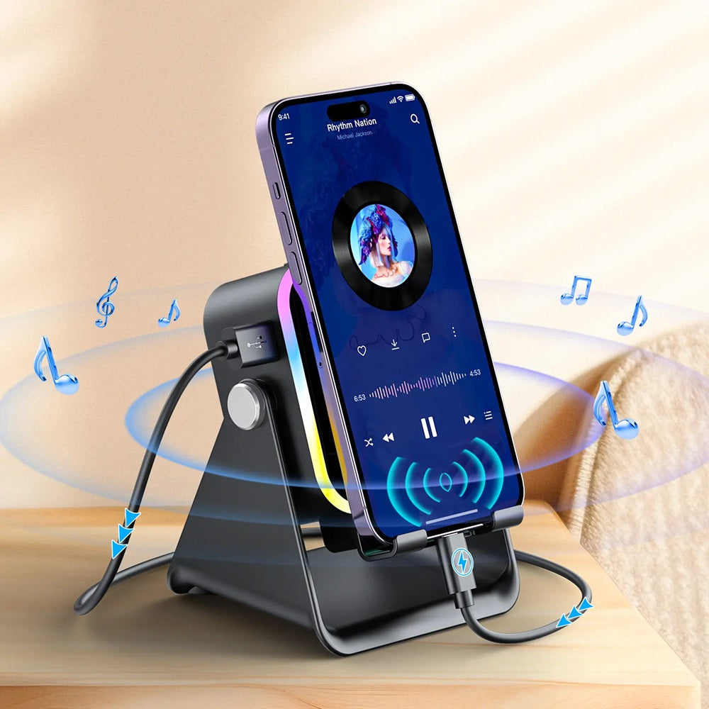 🔥 Last Day 49% OFF – Wireless Induction Bluetooth Speaker with Adjustable Phone Stand