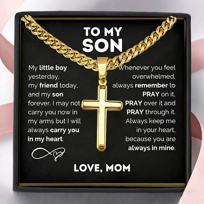 🎁“To My Son” Cross Necklace — A Meaningful Gift of Love, Faith & Protection