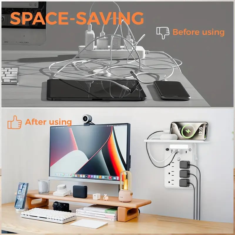 Wall Outlet Extender with Shelf Night