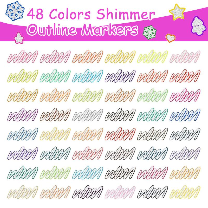Last Day 49% OFF🔥Outline Shimmer Marker Set – Double-Line Glitter Pens🎨