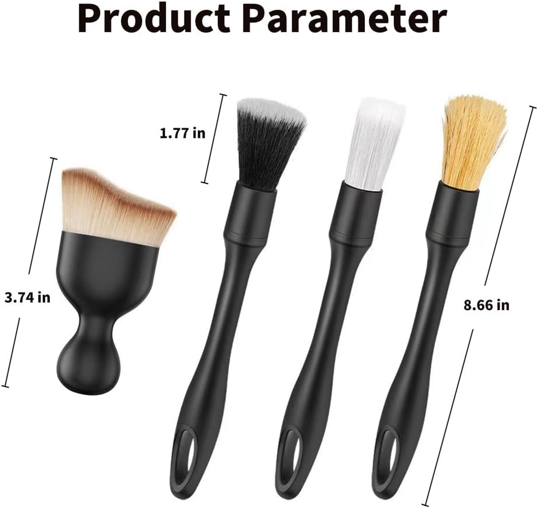🚗Car Detailing Brush Set - 4-Piece Kit for Interior & Exterior Cleaning