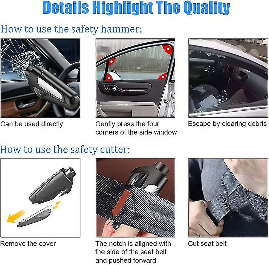 Automotive Escape Tools Window Breaker & Seatbelt Cutter