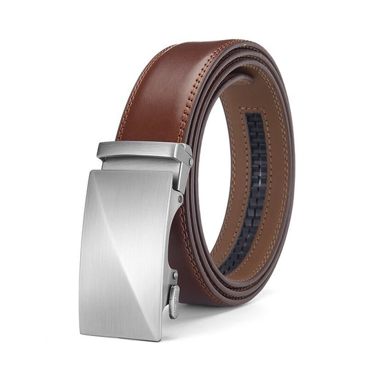 Leather Ratchet Belt With Adjustable Buckle