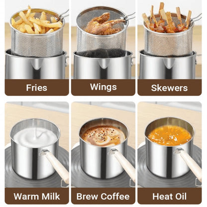 Oil-Saving Mini Fryer Pot with Strainer Basket (4-Pack)