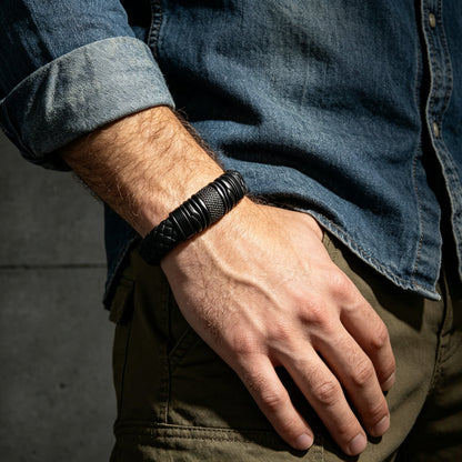 🖤 Premium Leather Bracelet – Rugged Style for Everyday Wear