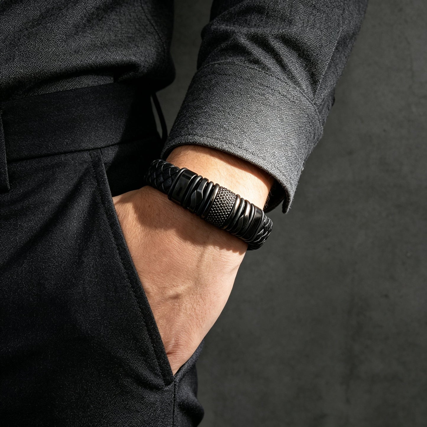 🖤 Premium Leather Bracelet – Rugged Style for Everyday Wear