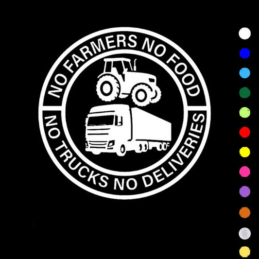 🚜 No Farmers No Food Car Decal — Show Your Support with a Durable Vinyl Sticker